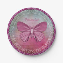 Personalisierte Burgundy Butterfly Party Paper Tel