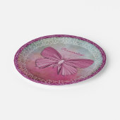 Personalisierte Burgundy Butterfly Party Paper Tel Pappteller (Schrägansicht)