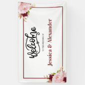 Personalisierte Burgundy Floral Wedding Banner (Vertikal)