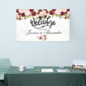 Personalisierte Burgundy Floral Wedding Banner (Messeveranstaltung)