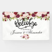 Personalisierte Burgundy Floral Wedding Banner (Horizontal)