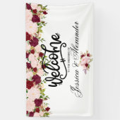 Personalisierte Burgundy Floral Wedding Banner (Vertikal)