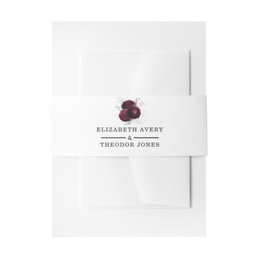 Personalisierte Burgundy Floral Wedding Einladungsbanderole (Vorderseite Beispiel)