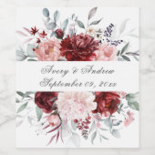 Personalisierte Burgundy Pink-Hochzeit Weinetikett (Einzelnes Label)