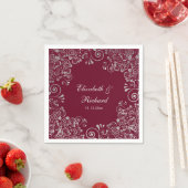 Personalisierte Burgundy Silver Gray Script Weddin Serviette (Beispiel)