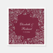 Personalisierte Burgundy Silver Gray Script Weddin Serviette (Vorderseite)