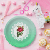 Personalisierte Burgundy Vintag Rose Paper Teller (Party)