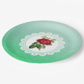 Personalisierte Burgundy Vintag Rose Paper Teller (Schrägansicht)