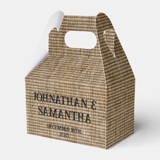 Personalisierte Burlap Nature Fevor Boxen - Rustik Geschenkschachtel (Rückseite)