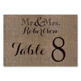 Personalisierte Burlap Rustic Wedding Tischnummer