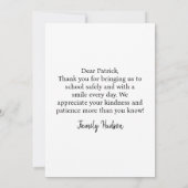 Personalisierte Busfahrerkarte von Schüler/innen Dankeskarte (Rückseite)