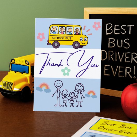 Personalisierte Busfahrerkarte von Schüler/innen Dankeskarte