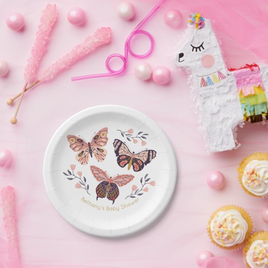 Personalisierte Butterfly-Baby-Duschpapier-Teller Pappteller (Party)
