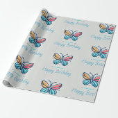 Personalisierte Butterfly Geburtstagskorrektur Geschenkpapier (Ungerollt)