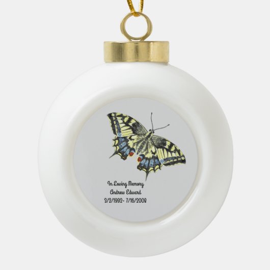 Personalisierte Butterfly-Gedenkstätte Keramik Kugel-Ornament (Vorderseite)