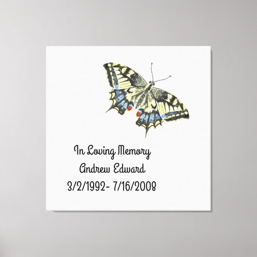 Personalisierte Butterfly-Gedenkstätte Leinwanddruck (Vorderseite)