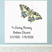 Personalisierte Butterfly-Gedenkstätte Leinwanddruck (Insitu (Holzboden))