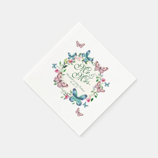 Personalisierte Butterfly-Heirat | Serviette (Ecke)