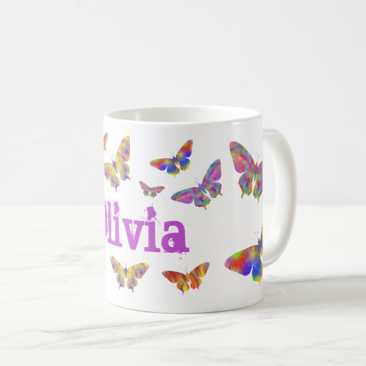 Personalisierte Butterfly-Muster Kaffeetasse (VorderseiteRechts)