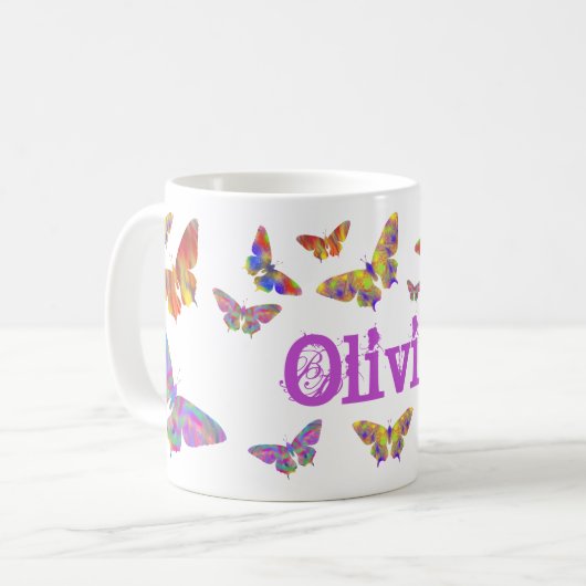 Personalisierte Butterfly-Muster Kaffeetasse (Vorderseite Links)