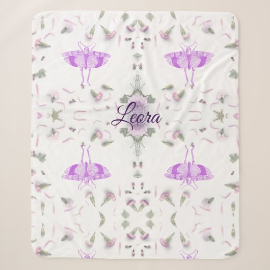 Personalisierte Butterfly-Namensdecke Sherpadecke (Vorderseite)