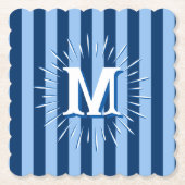 Personalisierte Cabana-Streifen in Blau Untersetzer (Vorderseite)