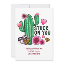 Personalisierte Cactus Pink Heart Valentinstagskar