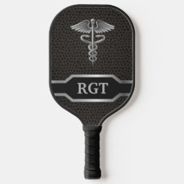 Personalisierte Caduceus Black & Silver Pickleball Schläger