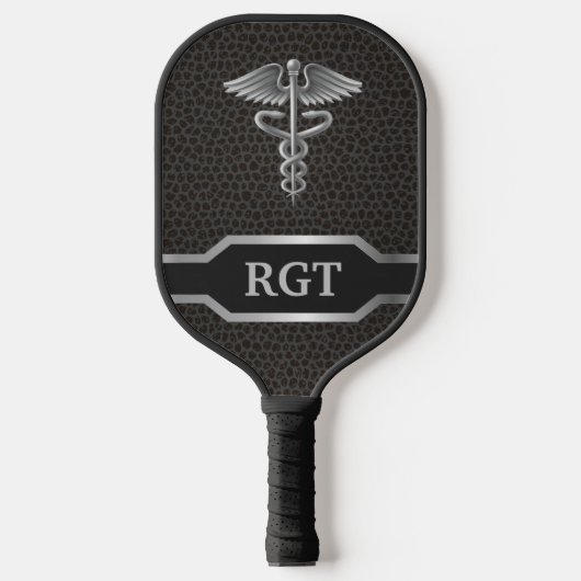 Personalisierte Caduceus Black & Silver Pickleball Schläger (Vorderseite)