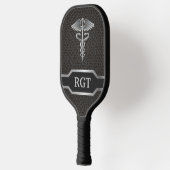 Personalisierte Caduceus Black & Silver Pickleball Schläger (Links)