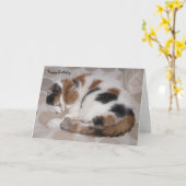 Personalisierte Calico-Katze hat zum Geburtstag ei Karte (Gelbe Blume)