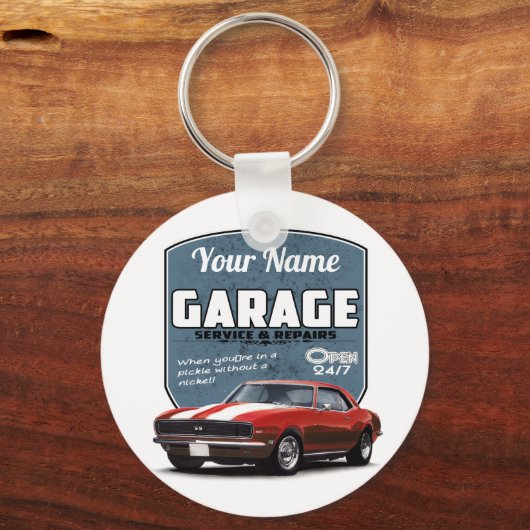 Personalisierte Camaro Garage Schlüsselanhänger (Vorderseite)
