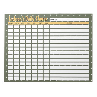 Personalisierte Camou Green Daily Chores Notizblock