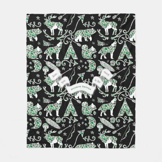 Personalisierte Camouflage Bear Deer Wolf Waldmust Fleecedecke (Vorderseite)
