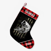 Personalisierte Camouflage Flaggenflagge Bass Fisc Kleiner Weihnachtsstrumpf (Vorderansicht (hängend))