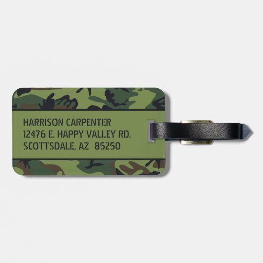 Personalisierte Camouflage Gepäckanhänger (Rückseite horizontal)