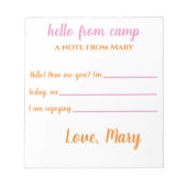 Personalisierte Camp-Notepad für Mädchen Notizblock (Vorderseite)