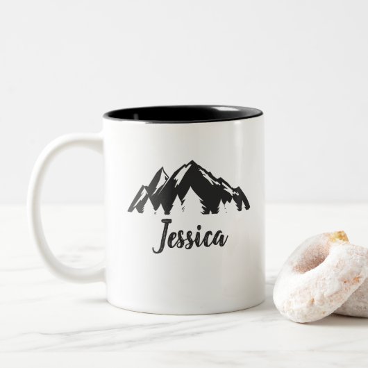Personalisierte Campfire-Tasse Zweifarbige Tasse (Mit Donut)