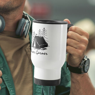 Personalisierte Camping-Doodle-Kunst Sommercamp Reisebecher