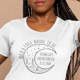 Personalisierte Camping-Junggesellinnenparty Mond T-Shirt