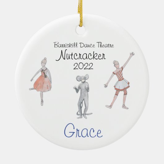 Personalisierte Candy Cane/Blume/Rat Nutcracker Keramik Ornament (Hinten)