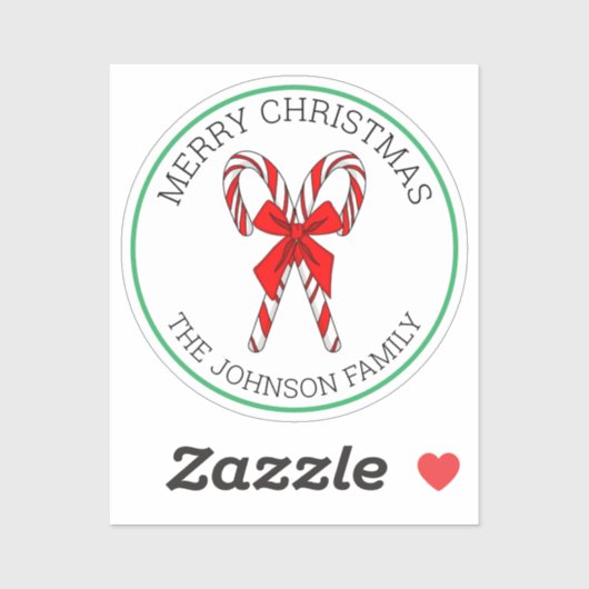 Personalisierte Candy Canes und Bow Weihnachten Aufkleber (Blatt)