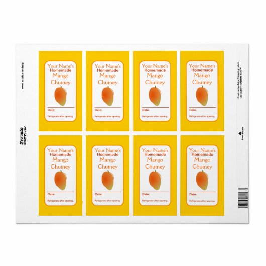 Personalisierte Canning Labels für Jars Mango Chut (Vorne)