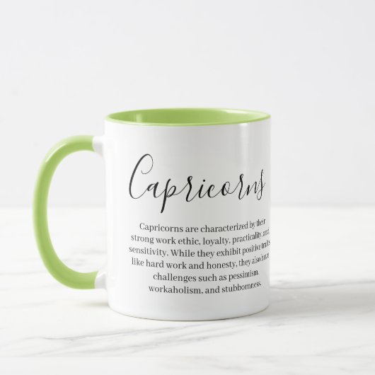 Personalisierte Capricorne Zodiac-Zeichen und Merk Tasse (Links)