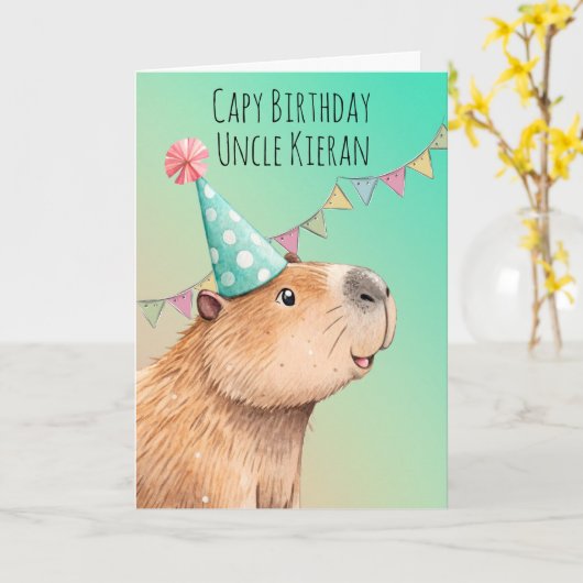 Personalisierte Capybara-Geburtstagskarte Karte (Gelbe Blume)