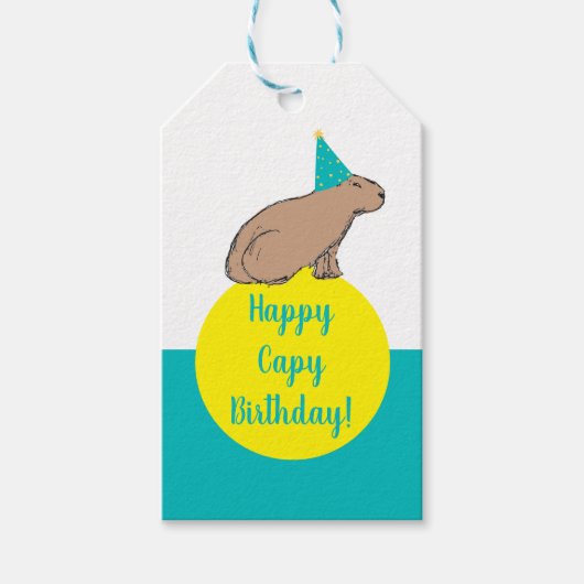 Personalisierte Capybara-Kindergeburtstags-Zoo-Tie Geschenkanhänger (Vorderseite)