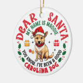 Personalisierte Carolina Dog Weihnachtsbaumrunde Keramik Ornament (Links)