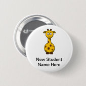 Personalisierte Cartoon-Giraffe für neue Studenten Button (Vorne & Hinten)