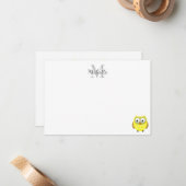 Personalisierte Cartoon-Monogramm-Eule Mitteilungskarte (Vorderseite/Rückseite Beispiel)