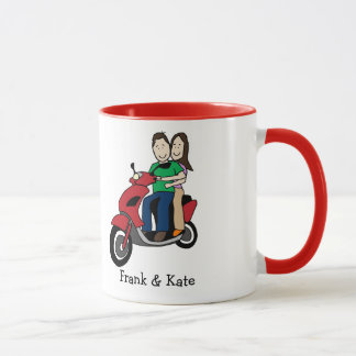 Personalisierte Cartoon-Tasse der Motorradpaare Tasse